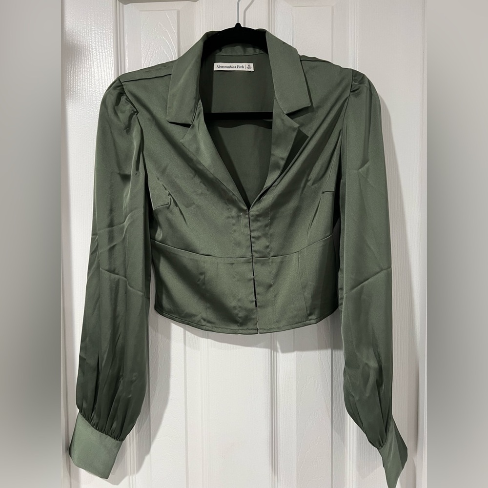 Abercrombie and fitch sage satin dress shirt